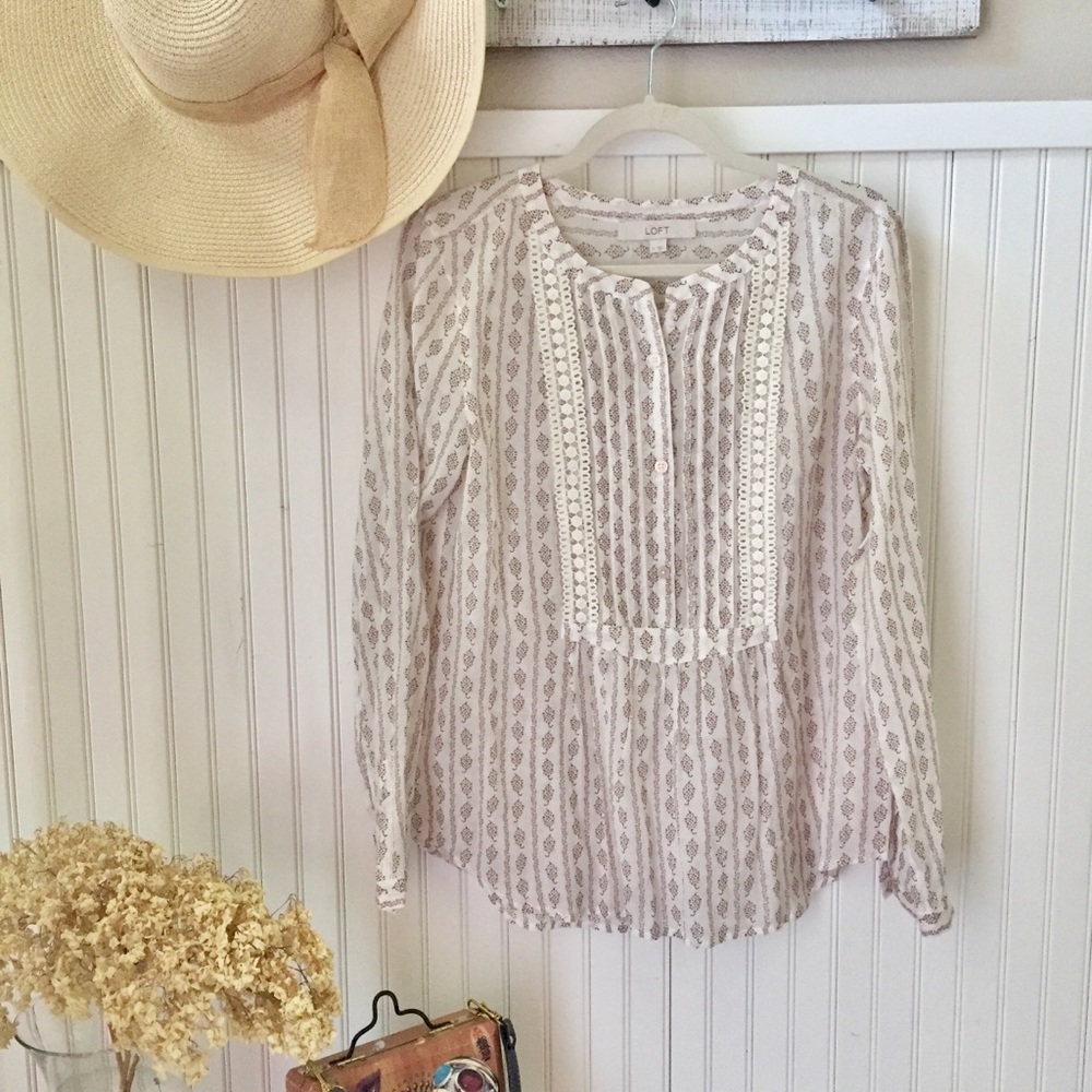 Ann Taylor LOFT boho tunic blouse